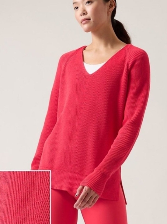 Athleta Sweaters - Athleta Hanover Refined V-Neck Sweater Coral Women's Large